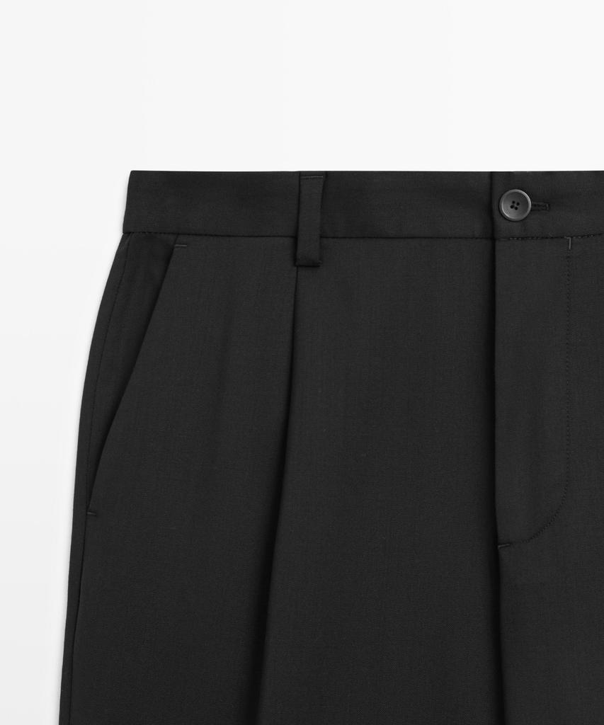 Masimodutti Cool Wool Blend Pintuck Pants