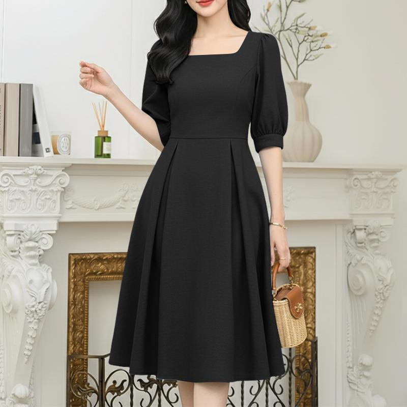 ZANZEA Women Casual Square Collar Summer Half Sleeve Dress