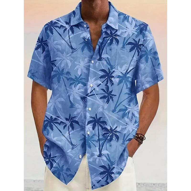 Hawaiian Men's Short Sleeve Shirt Summer Seaside Resort Men's Casual Shirt Beach Party Short Sleeve Shirt Marine Animal Print