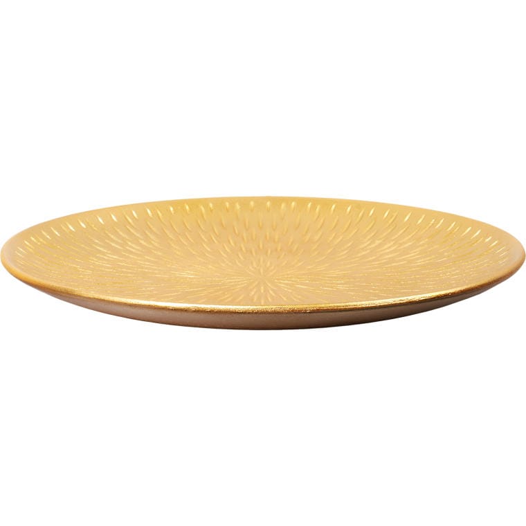 Set of 2 Golden Wooden Round Trays, Diameter 40 cm and 30 cm