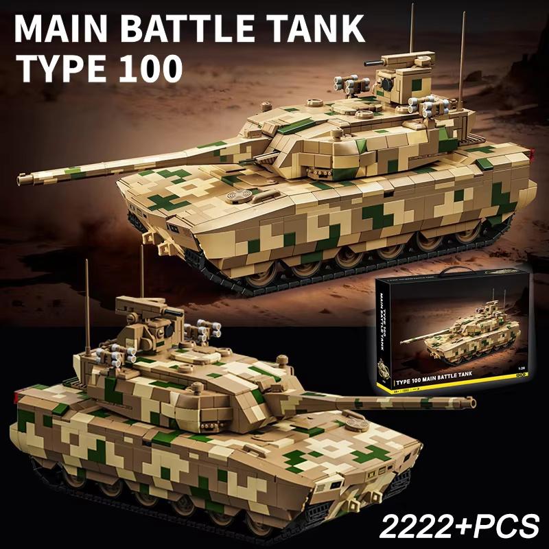 Military MOC 1/28 2222pcs ZTZ100 Main Battle Tank Building Blocks Bricks Modern Army Type-100 Tank Toys For Children Boys Gifts