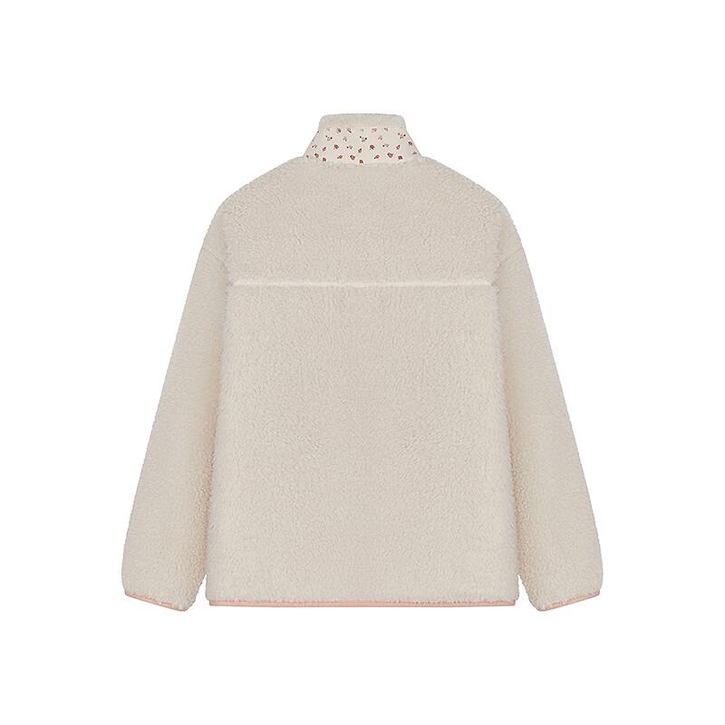 Teenie Weenie Women's Floral Corduroy Patchwork Faux Lamb Wool Sweatshirt