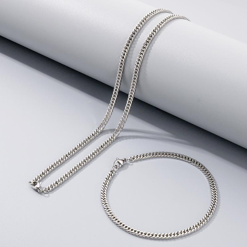 Jednoduchý hladký řetízek Dvojitě pletený Čtyřstranně broušený Náramek Hip-Hop Osobnost Více velikostí Bičíkový řetízek Titanová ocel Pánský náhrdelník
