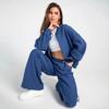 Women's Autumn 2-Piece Sportswear Set - Casual Long Sleeve Zip-Up Baseball Jacket & Solid Color Trousers