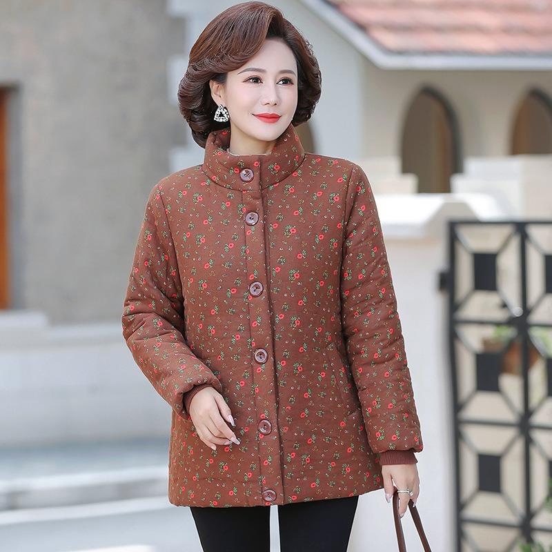 

Новая зимняя одежда бархатная утолщенная хлопковая куртка средней длины женская зимняя с цветочным принтом хлопковая одежда теплая хлопковая куртка 5XL [Recommended 150-80 kg]