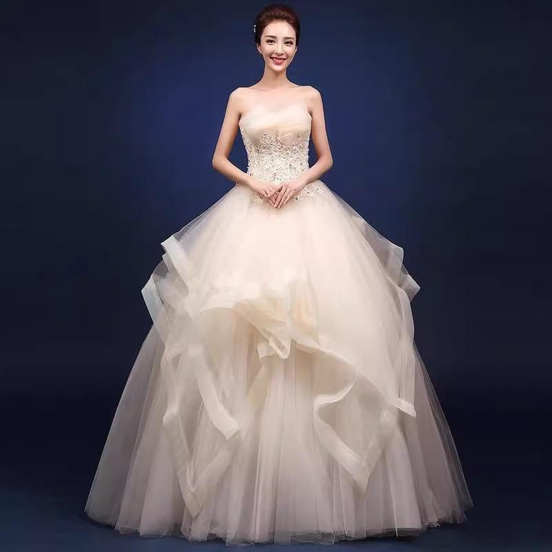 Hochzeitskleid flauschiger Rock komplett Braut große Größe Studio neu schwangere Frauen schlank Koreanisch 1011 Hochzeitskleid Neckholder