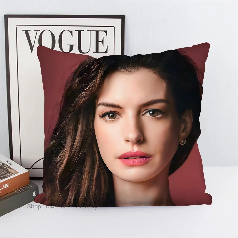 Anne Hathaway Pillow Case Square Pillow Bedroom Sofa Leisure Comfort Cushion Car Living Room Home Decoration