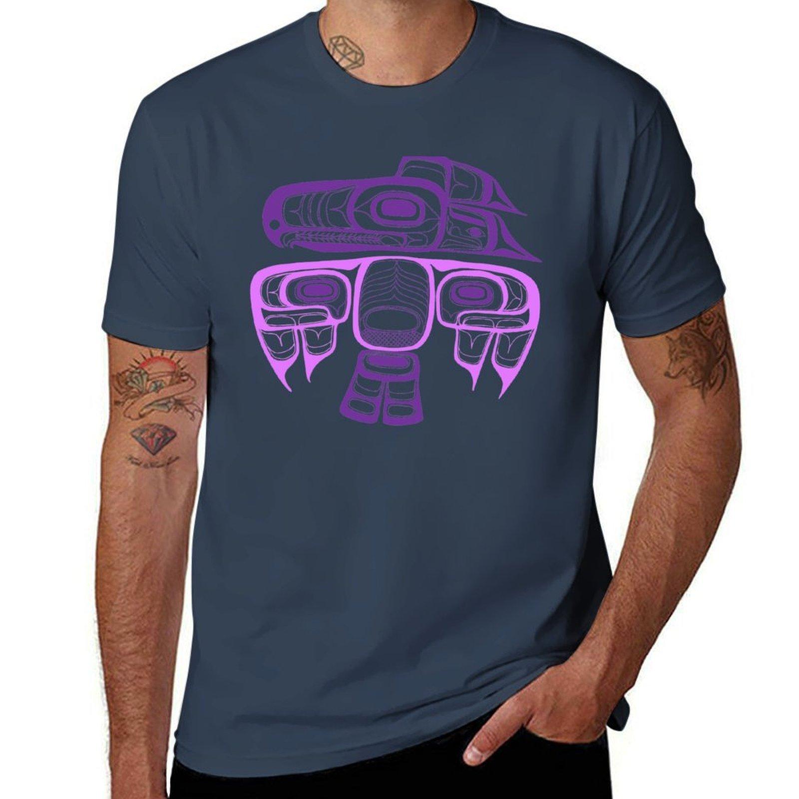 Native American Style Art Tlingit Thunderbird Purple Tshirt Basic All Season Solid Tshirt S