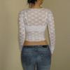 Long Sleeves See Through Lace Crop Top Solid Sexy Bodycon T-Shirt For Women Party Club Autumn Winter Clothes