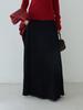 Koreanischer Stil Schwarzer texturierter High-Waist figurbetonter A-Linien-Strick-Midirock für Damen