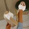 Fashion Women Wedges Sandals Flower Round Headed Solid Color Sandals Women Summer Beach Platform Shoes Large Size High Heels Slippers