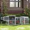 Fir Wood Chicken Coop with House, Nesting Box and Outdoor Area, 214x101x91.5 cm, Grey