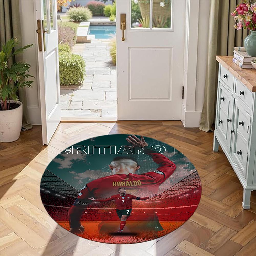 Ronaldo's Round Floor Mat Design for Balcony Bedrooms Kitchen Dormitory Antislip Round Carpet Office home decor Spiritual Gift