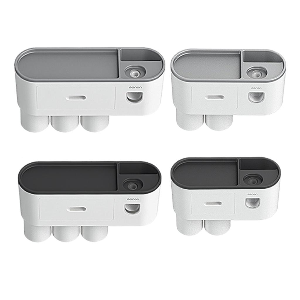 Multifunctional Wall-Mounted Toothbrush Rack, Automatic Toothpaste Dispenser Toothbrush Organizer with Drawer