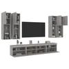 7 Piece TV Wall Unit with LED Lights Grey Sonoma