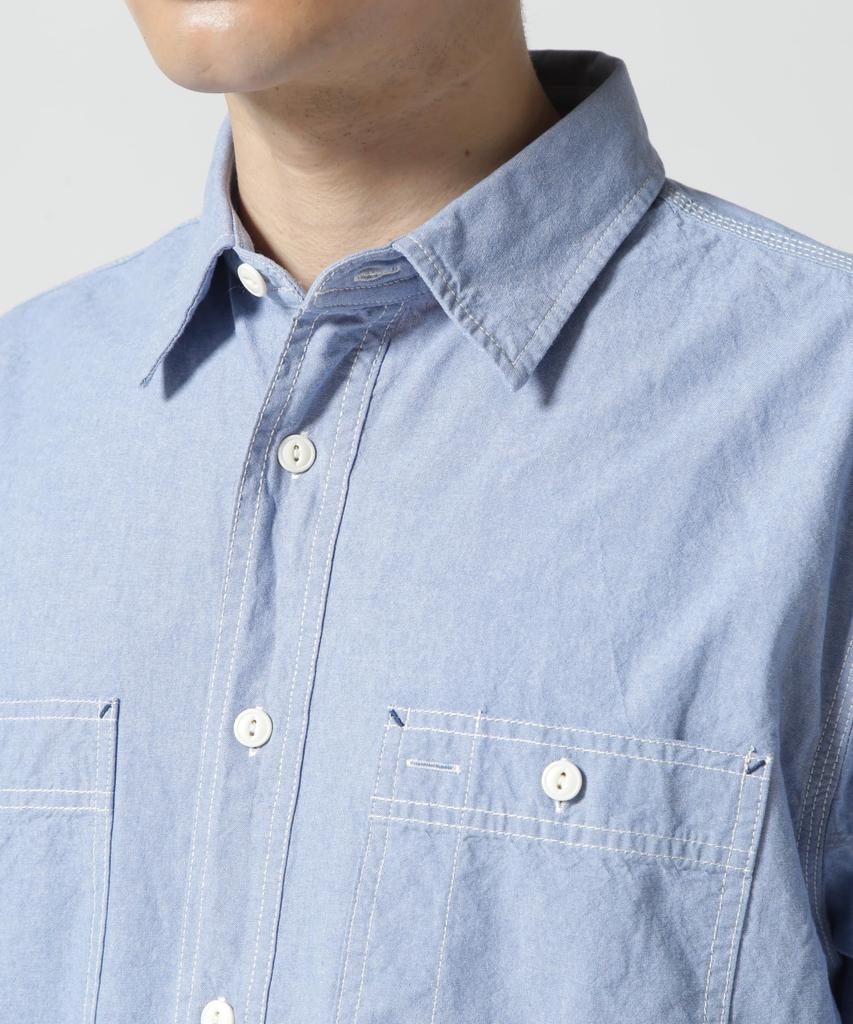 AVIREX DAILY BASIC CHAMBRAY S/S SHIRT Men's L 110 Blue 783-3923003