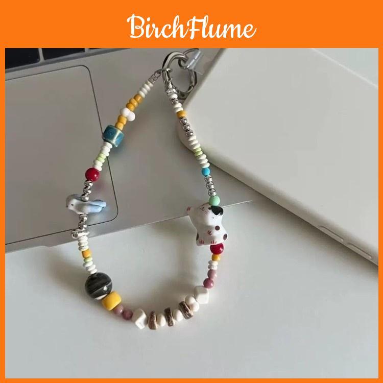 Handcrafted Pvc Cat Beaded Phone Lanyard With Cartoon Design For Kids And Teens