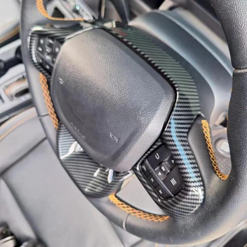 For Ford Ranger 2024 2025 ABS Carbon Fiber Styling Car Inner Steering Wheel Trim Cover Button Decor Sticker Auto Accessories