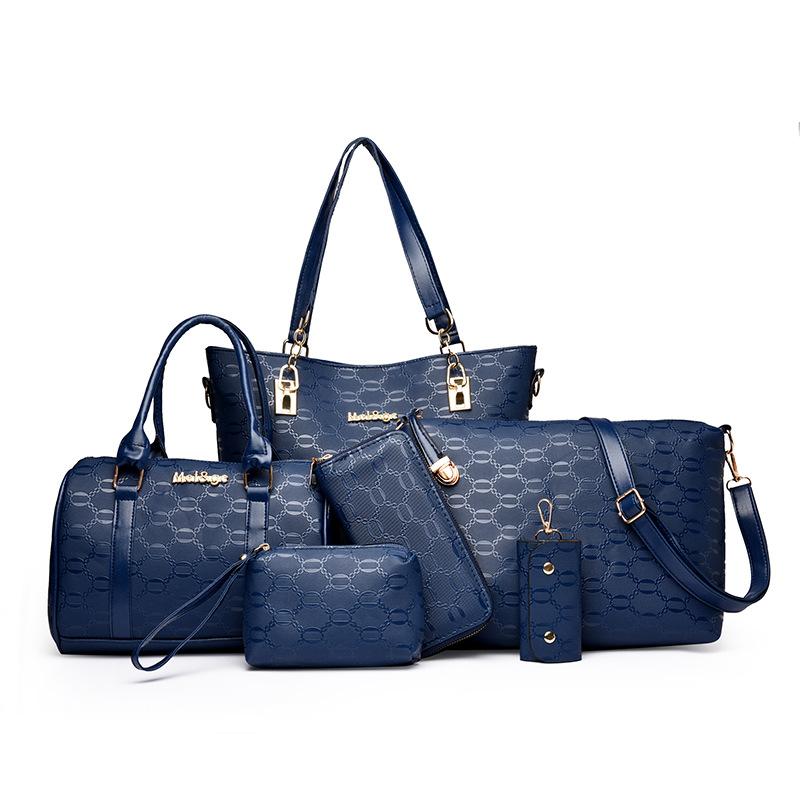 New Fashionable Six-piece Set, Mother and Child Bag, Embossed Sequined Shoulder Bag, Large-capacity Messenger Bag, Handbag, Women's Bag.