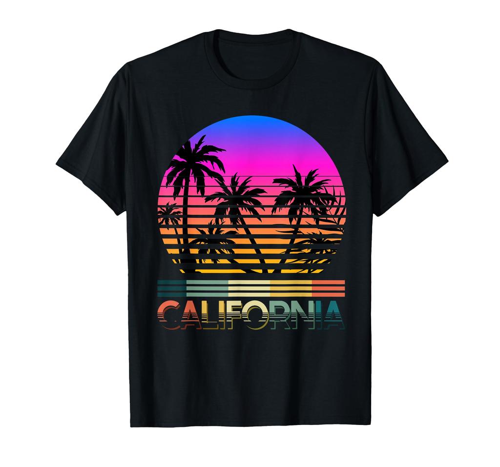 Retro Palm Trees California Printed TShirt Men Women Summer Fashion Cotton Roundneck Shortsleeved Top Graphic TShirts