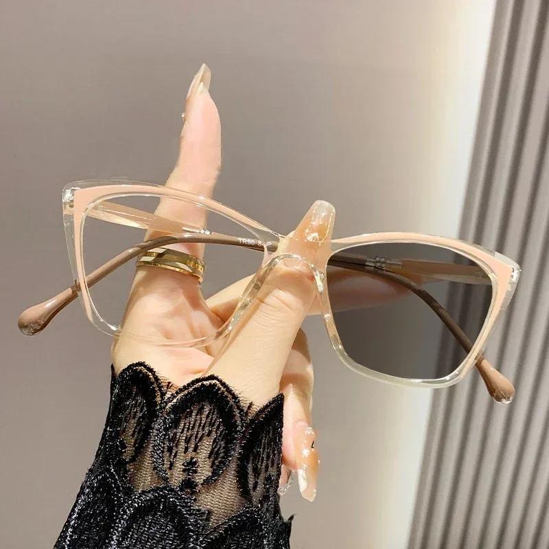 New Trend Photochromic Myopia Glasses Unisex Fashion Near Sight Eyeglasses Retro Cat Eye Anti-blue Light Glasses for Men Women