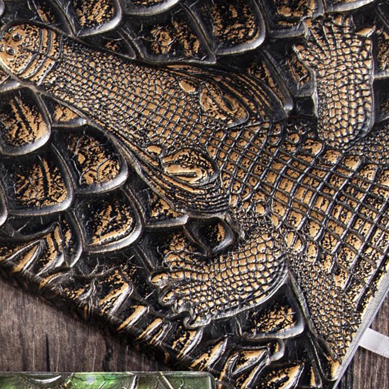 A5 Notebook,Crocodile Embossed Retro Hardcover Leather Cover,100 Sheets Per Book,Horizontal Lines Inside,Office And Study Diary
