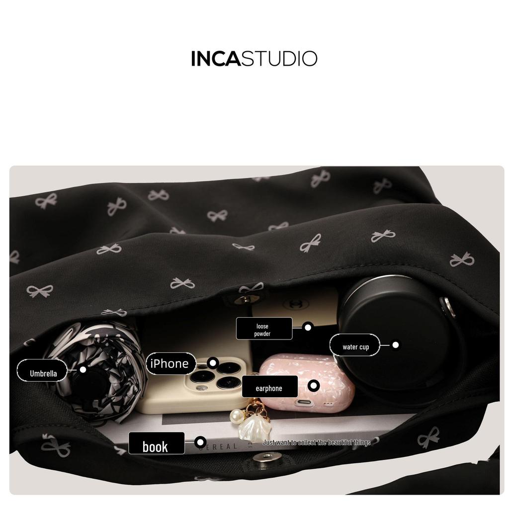 Niche Design Women's Bow Canvas Foldable Tote - 2024 Fashion