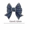 Handmade Retro Denim Blue Polka Dot Bow Hair Clip for Kids
