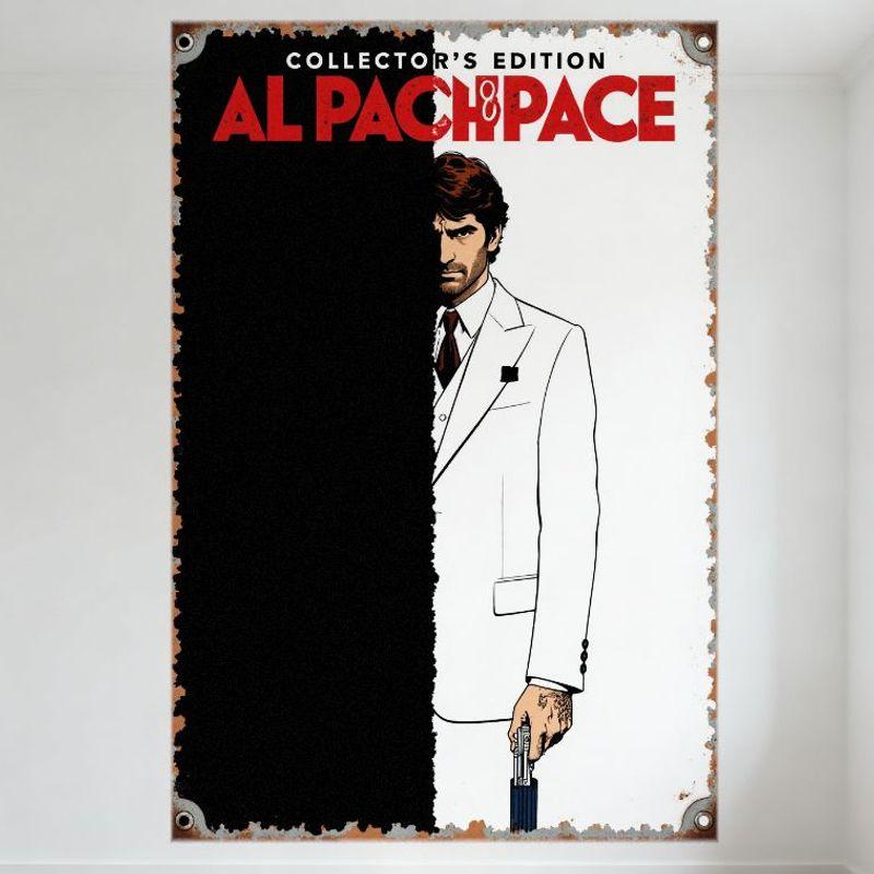 

Collector s Edition Al Pacino Half Black Half White Distressed Metal Tin Sign Vintage Retro Movie Poster for Man Cave Bar Home D 20x30cm（7.8x11.8inch）