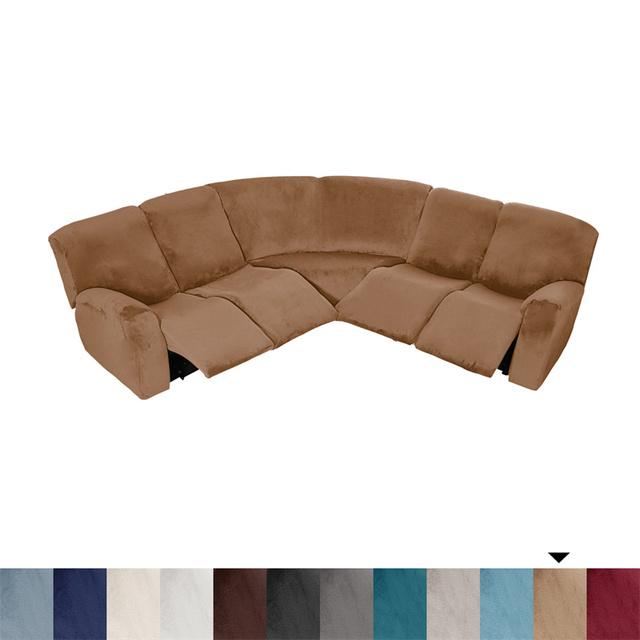 5 Seater Recliner Sofa Covers Stretch L Shape Sectional Sofa Slipcovers For Living Room Thicken Velvet Armchair Couch Covers