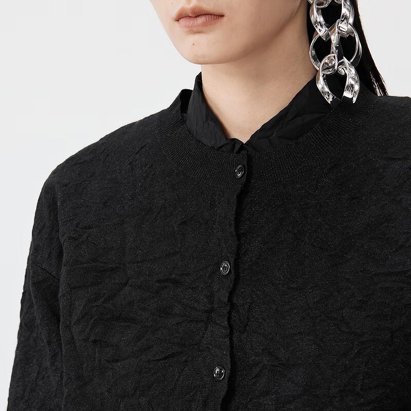 JNBY 2025 Spring Loose Round Neck Open Front Knit Cardigan