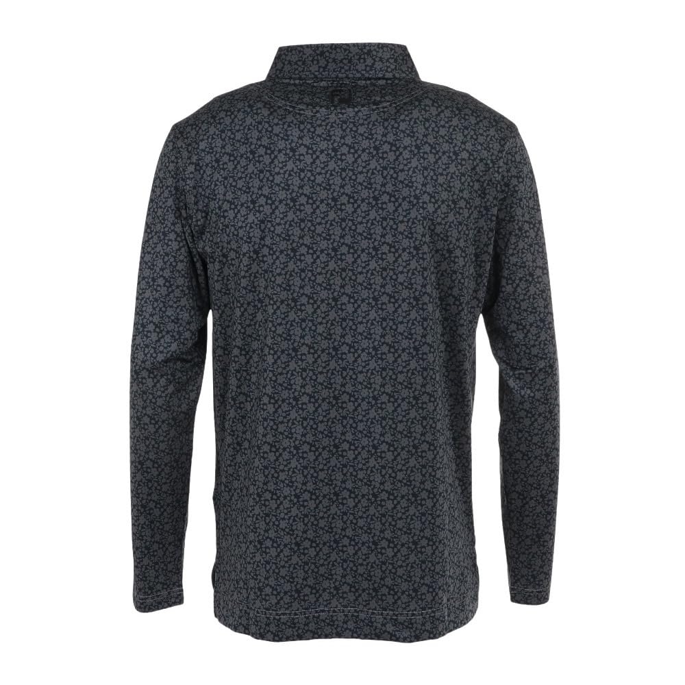 FootJoy Modern Classic Sketch Flower Print Long Sleeve Golf Shirt, Men's, Black, Size M (FJ-F23-S03)
