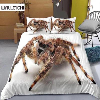Duvet Cover Tarantula Microfiber Black Brown Spider Comforter Cover Set Insect Theme White Crawl Wild Animals for Adults Teens