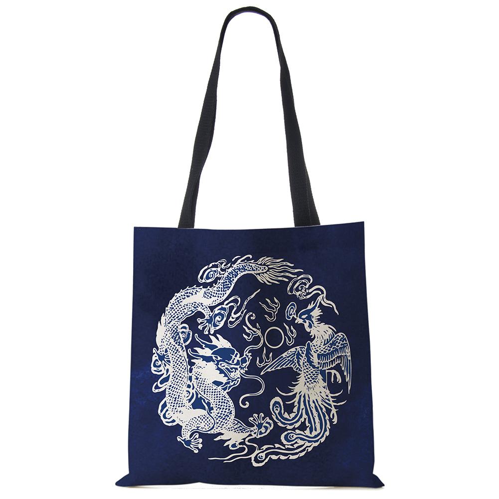 Vintage Print Casual Shoulder Bag Flowers Leaves Women Shopping Reusable Handbag Large Capacity Canvas Travel Beach Tote Bags CLE