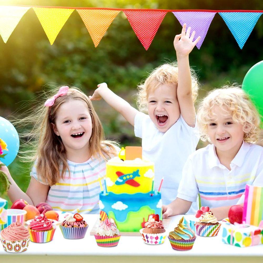 100pcs Colorful Cupcake Liners Greaseproof Paper Standard Size Baking Cups Food Grade Nonstick Molds Muffin Liners