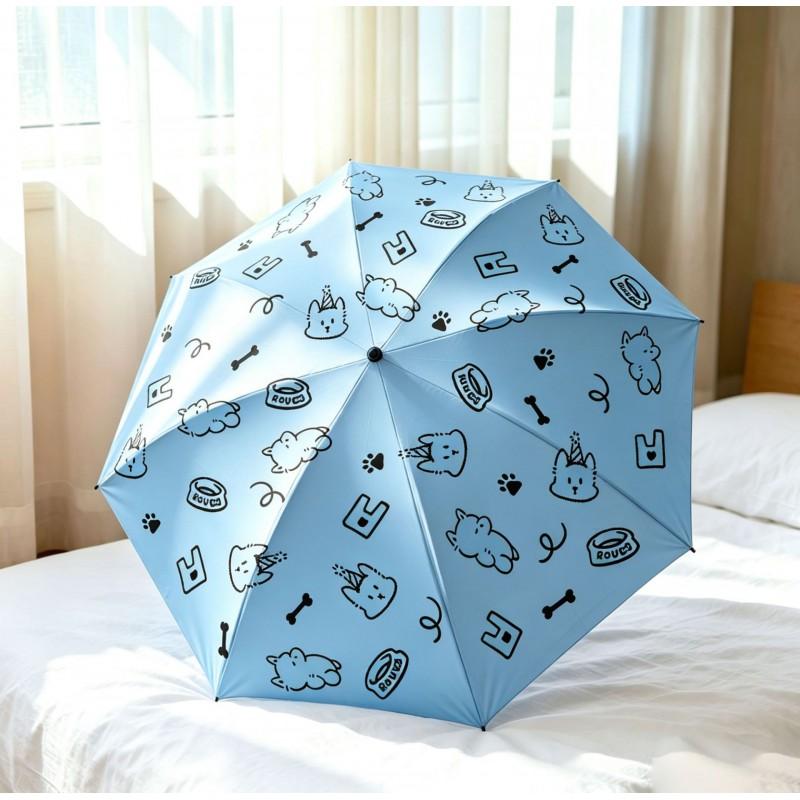 Automatic Manual Folding Umbrella Sun Rain Protection UPF50 Black Coating Cartoon Design 8-Rib Lightweight Adult
