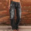 Women's High Waist Straight Loose Lace Stretch Lightweight Fashion Jeans