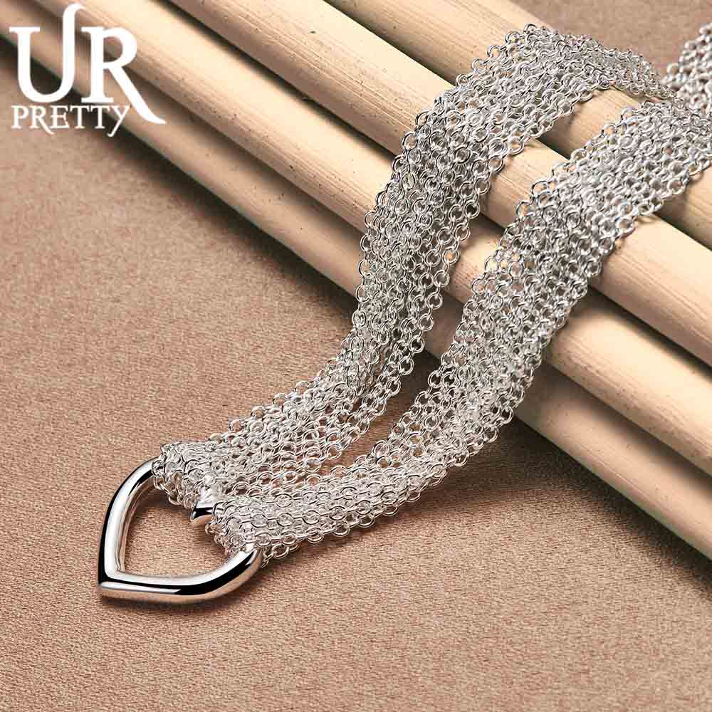 925 Sterling Silver Women's Multi Line Heart-shaped Fashion Wedding Jewelry