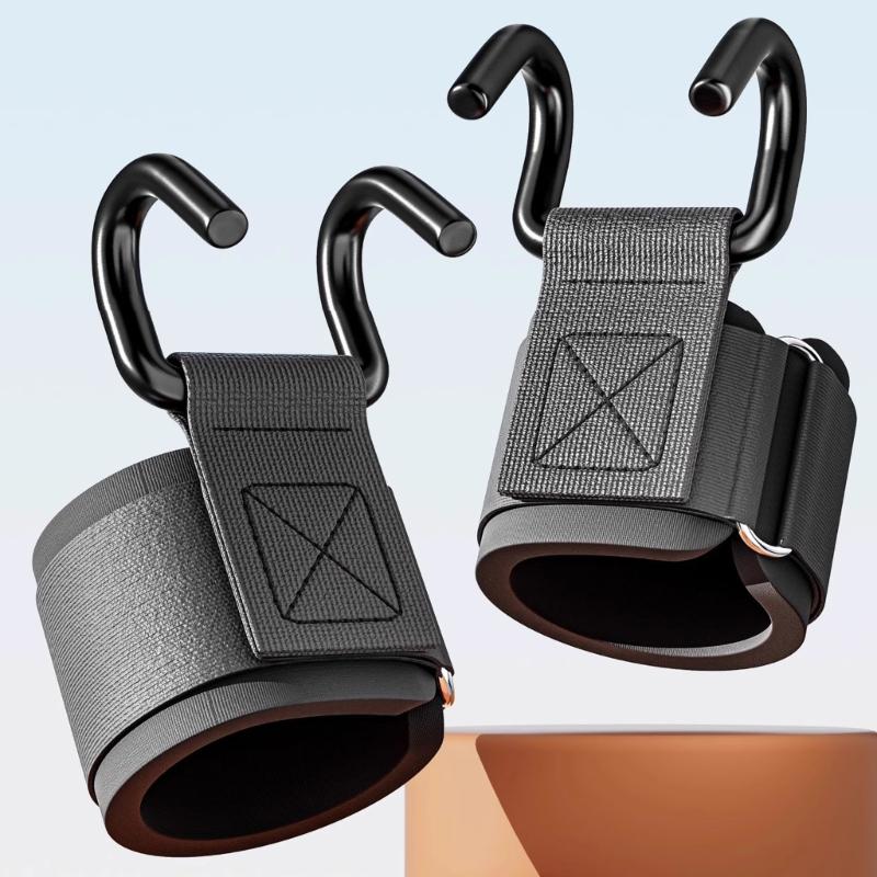 1/2pcs Adjustable Metal Hook Grips Strap NonSlip Auxiliary Power Wrist Guard Fitness Power Hook Homes Gym Equipment