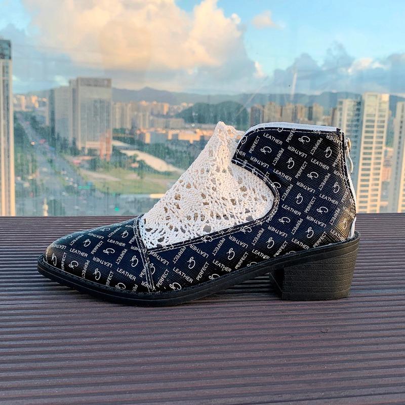 Women New Pointed Toe Mesh Ankle Boots Hot Sale Ladies Shoes Plus Size Women's Boots Fashion Color Matching Modern Boots