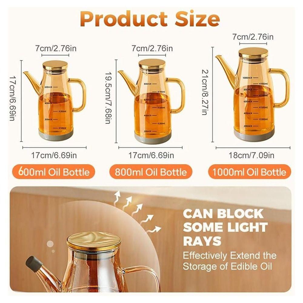 Large Capacity Glass Oil Pot Food-grade Oil Storage Container Oil Dispenser Bottle  Household