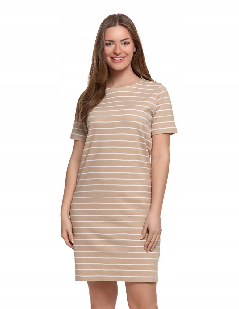 Women's Cotton Dress Short Sleeve Above Knee Comfortable MORAJ 3XL BEIGE