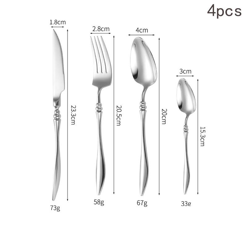 3/4/5/6PCS French 304 Stainless Steel Cutlery Set Pointed Tail Handle Spoons Knife Forks High-end Kitchen Restaurant Tableware