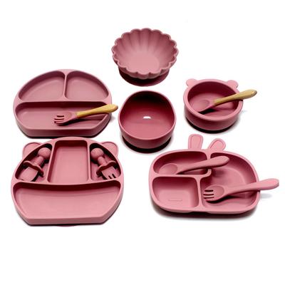 12pcs Baby Dinner Plate Compartment Plate Suction Cup All-in-one Children's Tableware Dinner Set