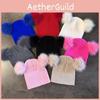 Solid Double Color Ball Knitted Cap Beanie With No Brim For Winter Use Daily