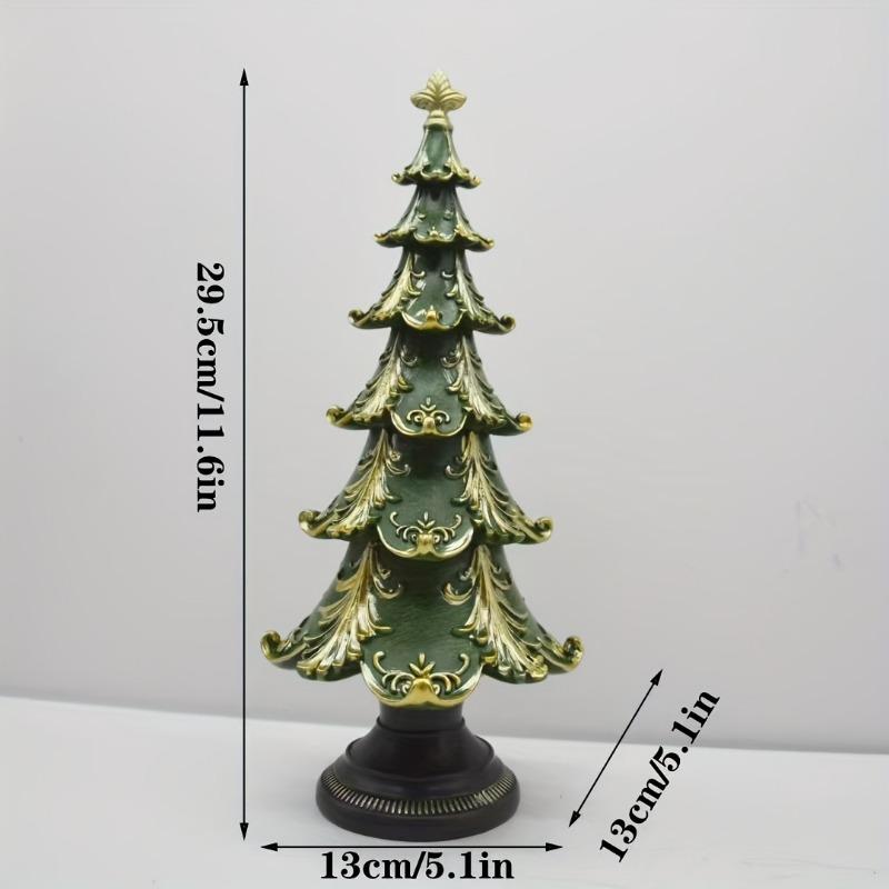 1 stk Juletre Borddekorasjon - Elegant Grønn og Gull Høytidssenterpynt, Slitesterkt Resinmateriale for Innendørs og Utendørs Bruk