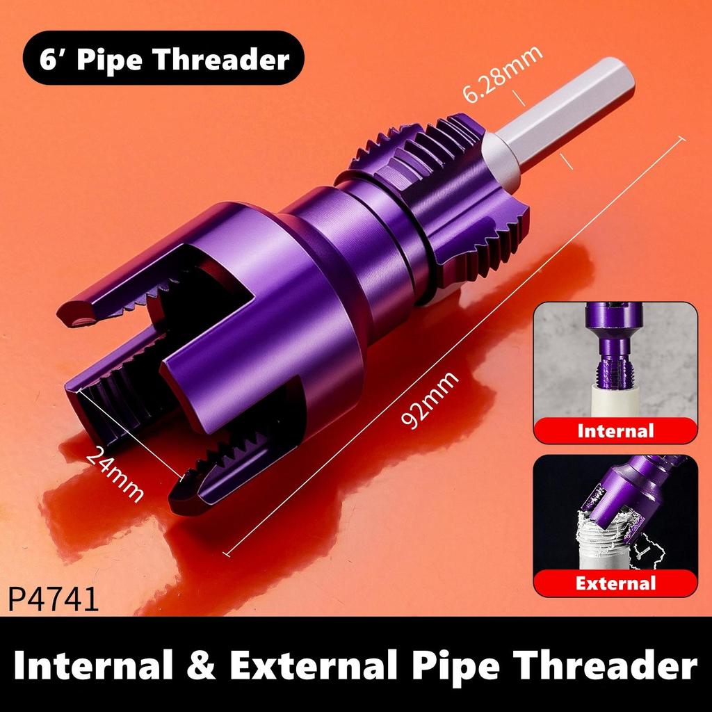 Pipe Threading Tool Hex Shank Pipes with Taps and Dies for Thread Cutting Integrated Internal & External Pipe Threading Tool