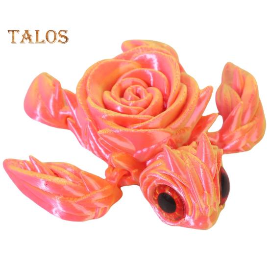 

Фигурка Черепахи Розы, напечатанная на 3D-принтере, с подвижными суставами, фигурка Морской Черепахи с цветком, шарнирная модель животного, игрушка, украшение для дома, офиса, книжной полки, рабочего стола горячий розовый