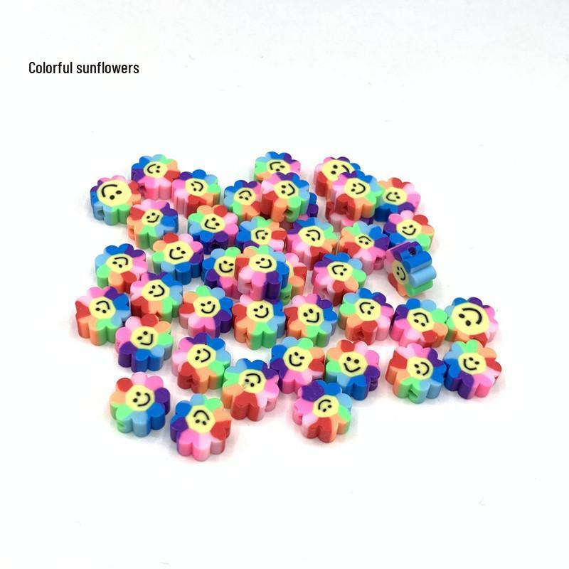 Colorful Fruit & Smiley Face Polymer Clay Beads Bracelet DIY Jewelry Accessories