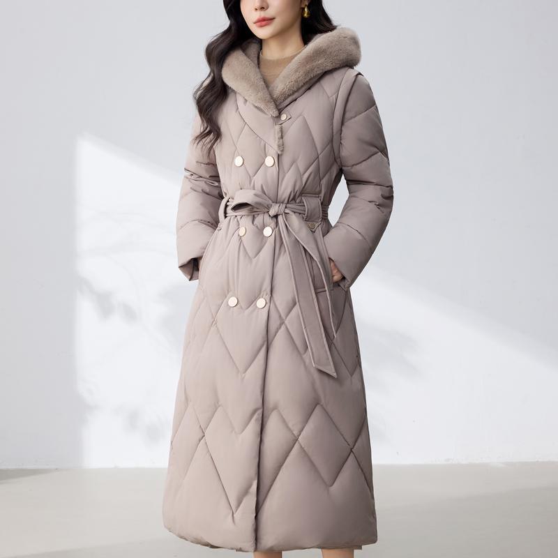 Sleeves Detachable Fashion Woman Parkas Winter Long Coats With Belt Hooded Thick Female Jackets